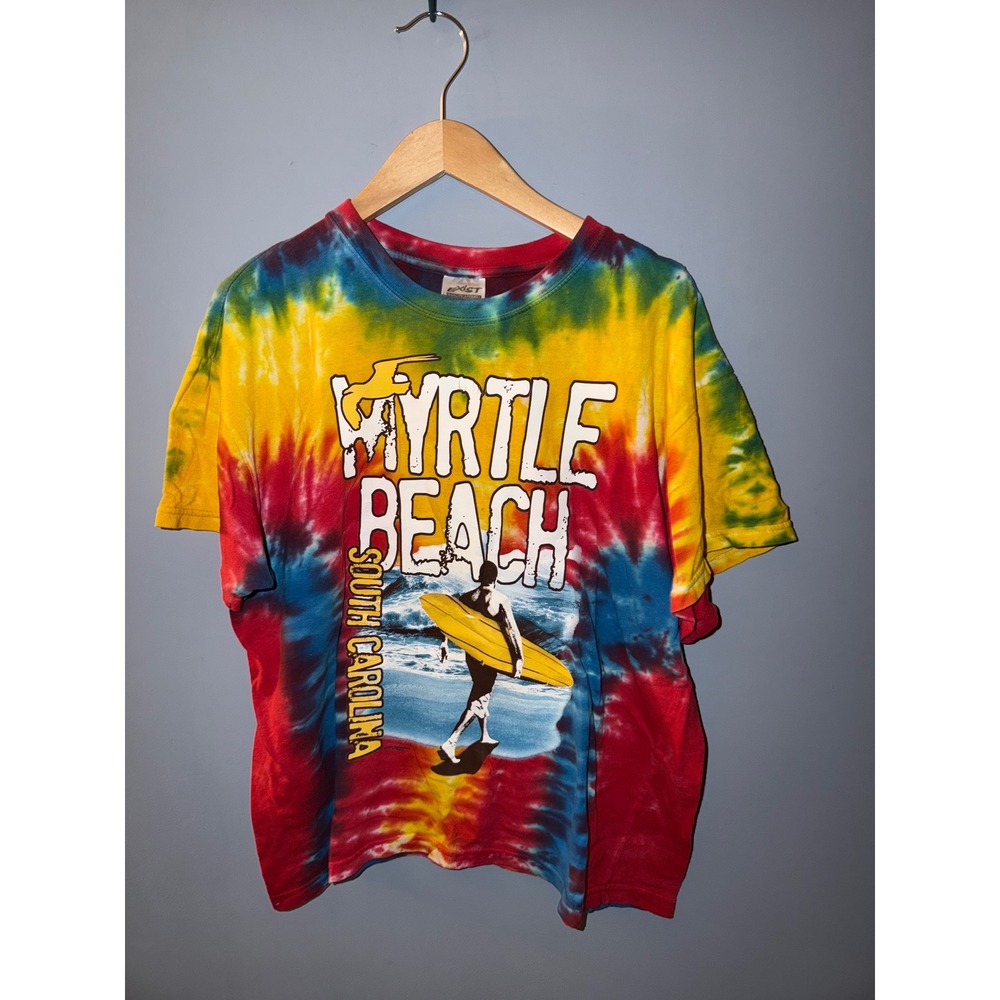 Exist‎ Myrtle Beach South Carolina Tie Dye Graphic T-Shirt Mens Large Surfer Tee
